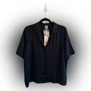Chic Worthington Black Blouse Top NWT | Size L | Capsule Wardrobe